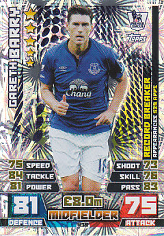 Gareth Barry Everton 2014/15 Topps Match Attax Record Breaker #435